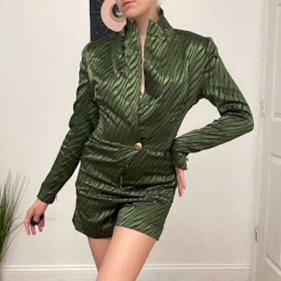 Retrofete Stripped Jana Romper Single Button Long Sleeve Size XS Green - Picture 6 of 16